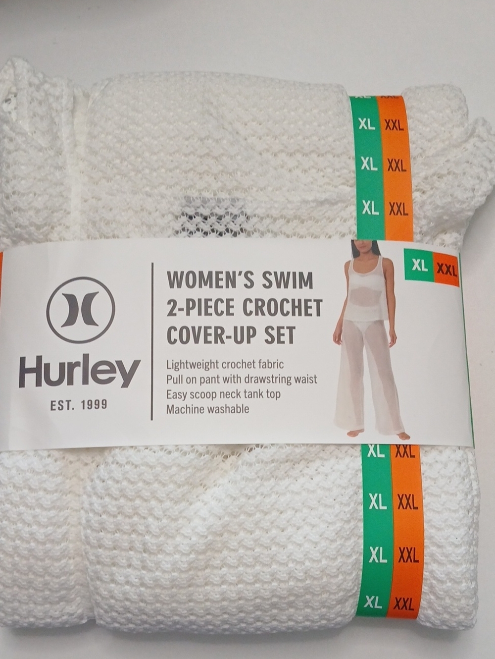 Hurley White Crochet 2-Piece Women's Swim Cover-Up Set